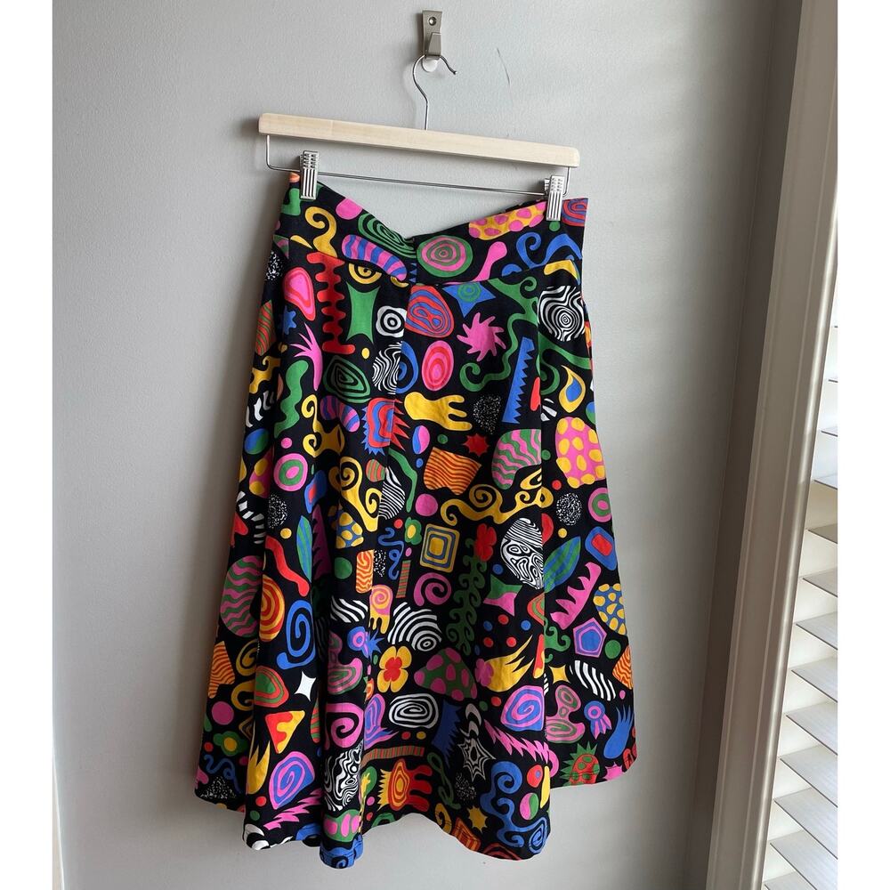 Nooworks Francis Circle Skirt Party Mix cotton blend black colorful size L - Picture 5 of 12